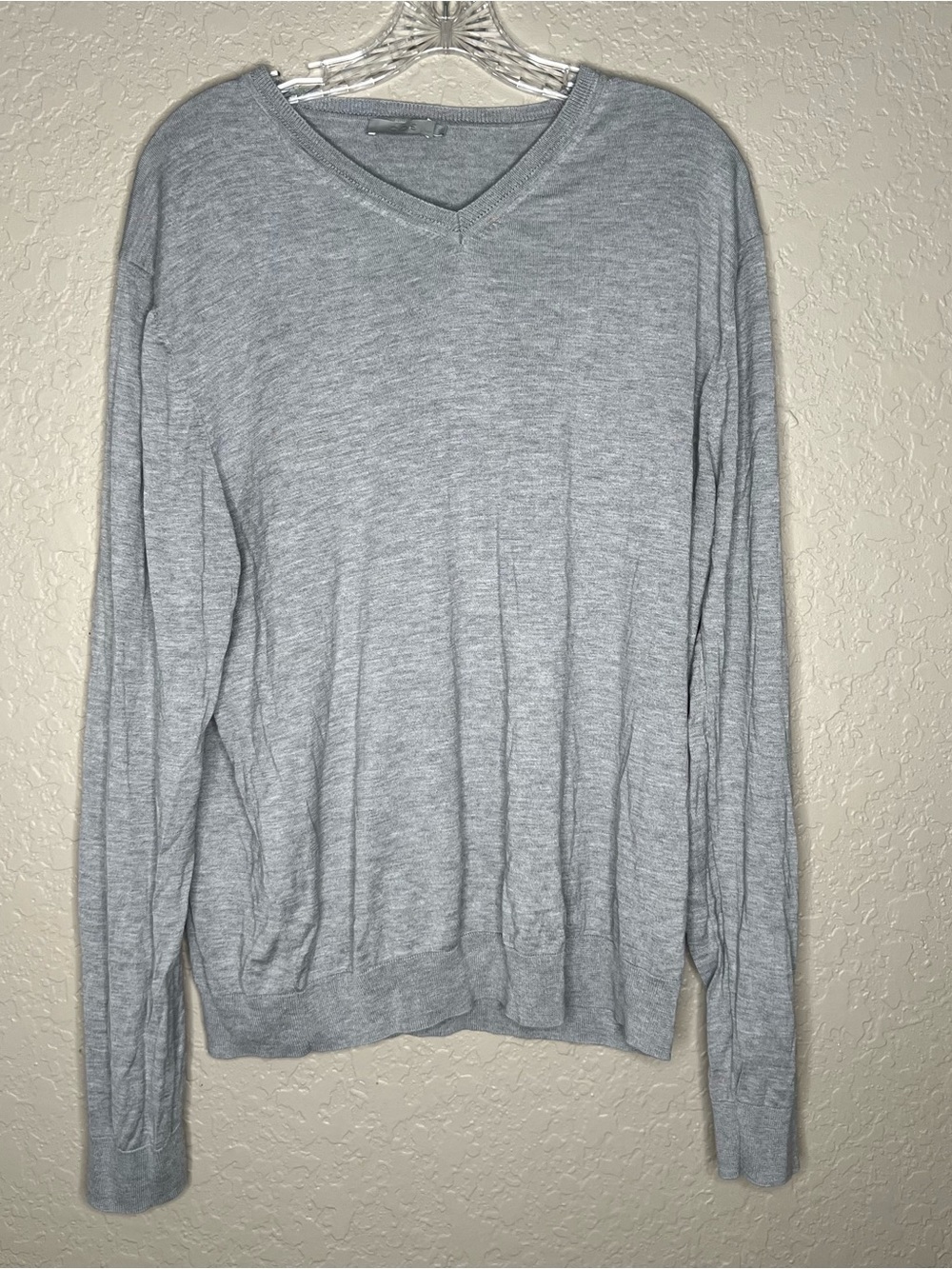 COS Silver Gray Silk-Cotton Blend Light Weight Top Sz XL Casual Cozy preppy